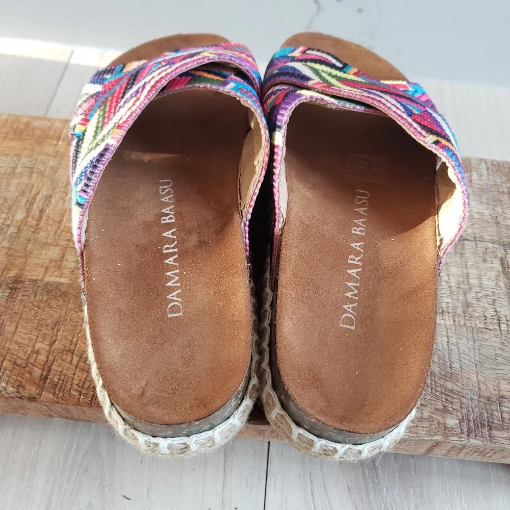 Damara Baasu Espadrille Sandals Womens 6 Rainbow Platform Chunky Wedge